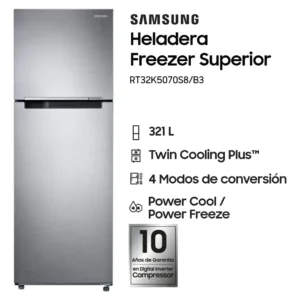 Heladera Samsung RT32K5070 Inverter 321L Color Inox